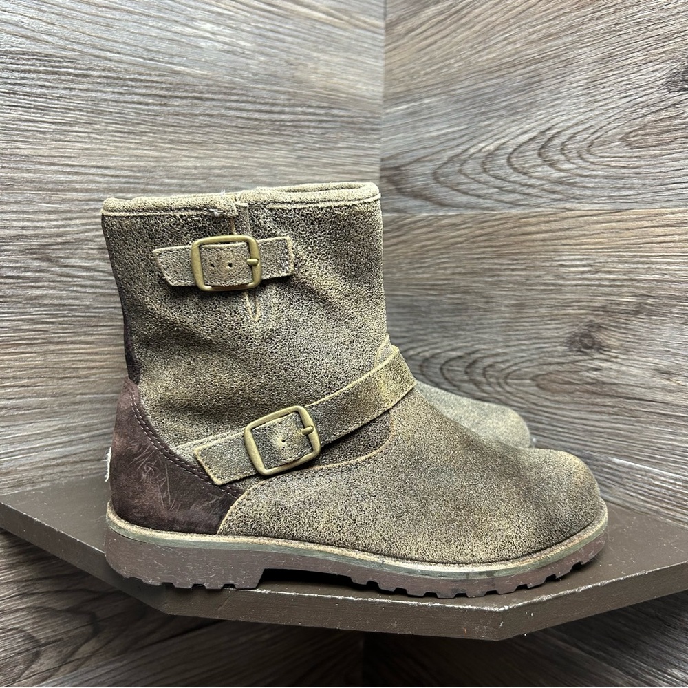 UGG Kids Tan Suede Buckle Ankle Boots